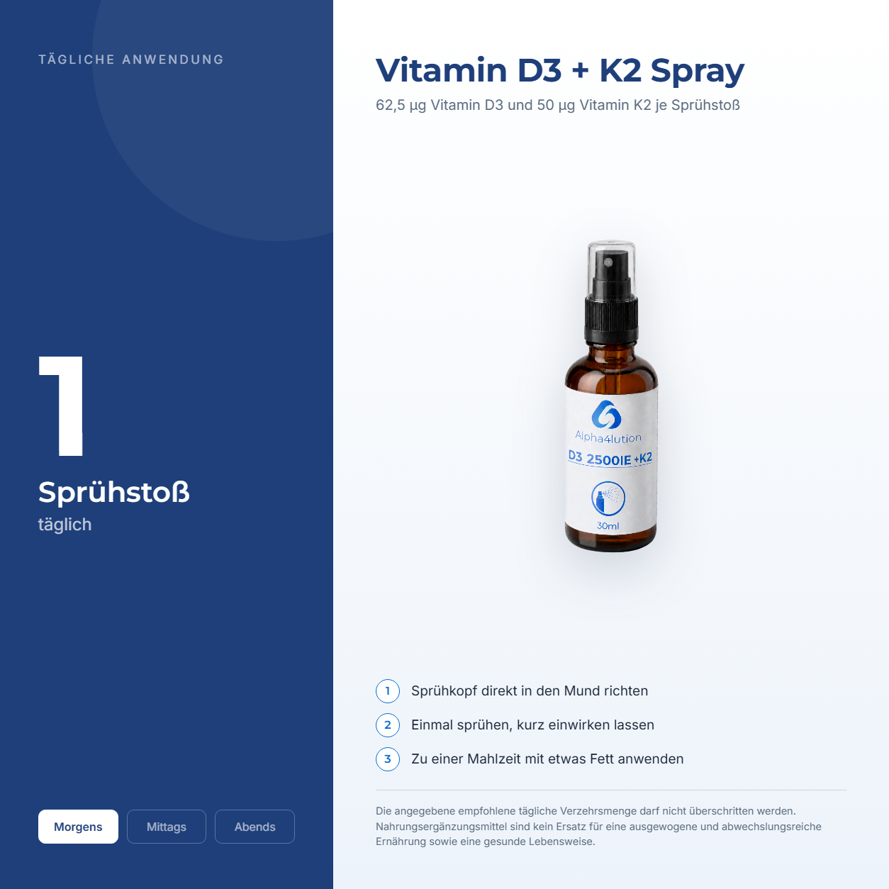 Vitamin D3 + K2 Spray – 2.500 IE D3 und 50 µg K2 – Bild 3