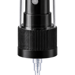 Black pump sprayer with clear protective cap and dip tube